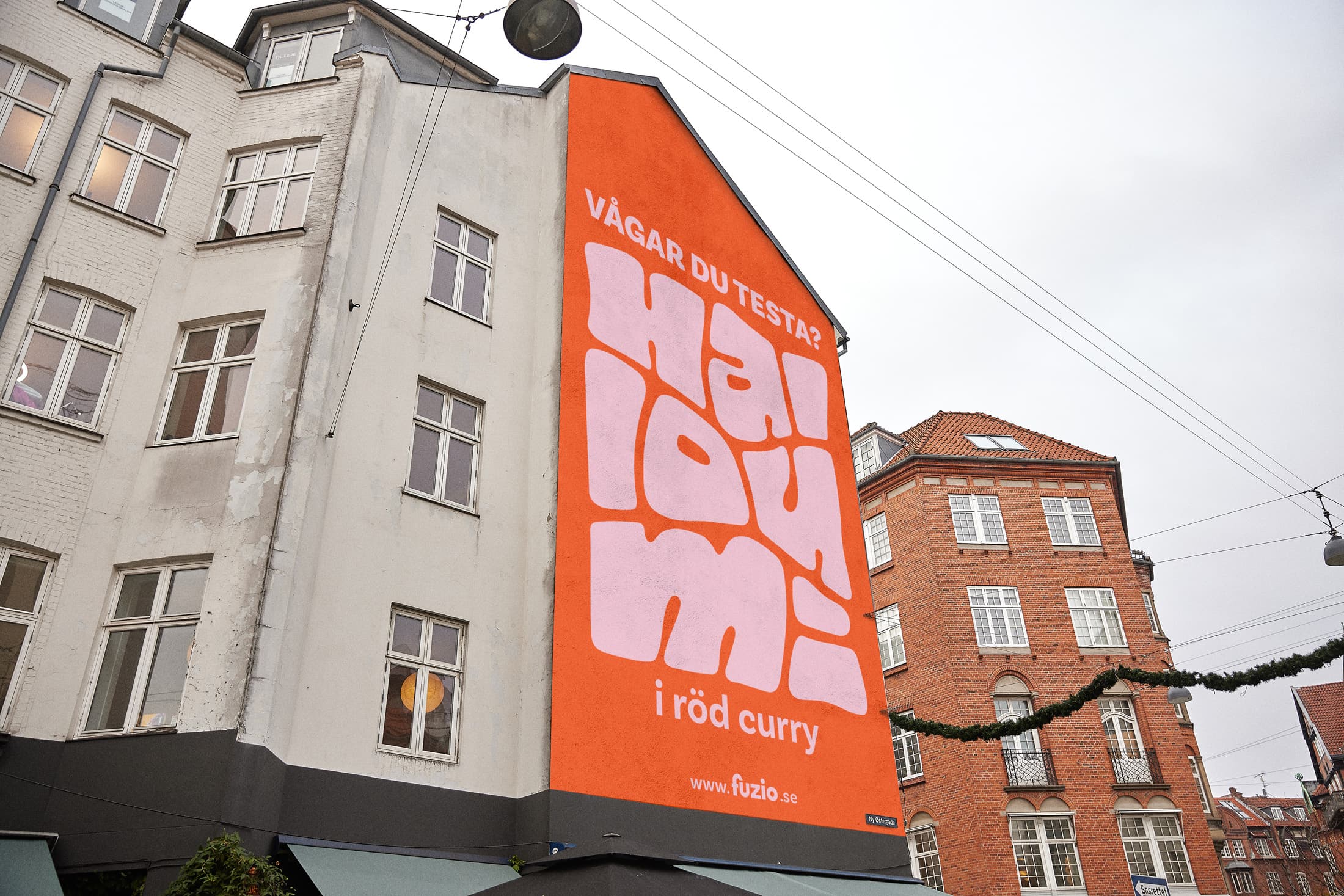 The concept design for a halloumi product on a mural