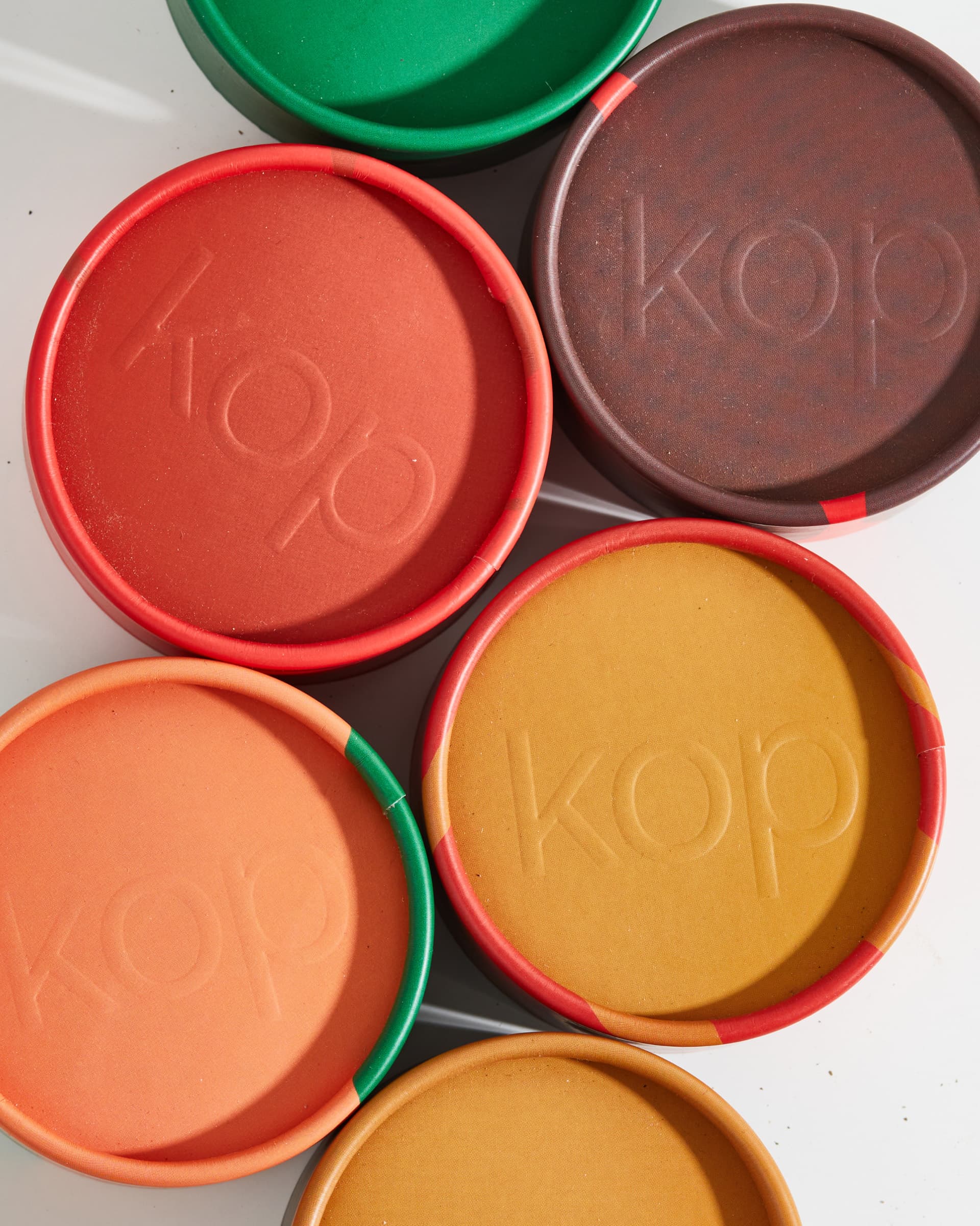 top shot of the teakop packaging with the word "kop" embossed in the lid